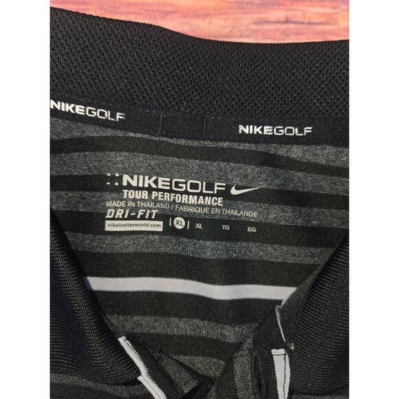Nike Golf Dri-Fit Tour Performance Mens Polo XL Black Striped - Picture 5 of 7